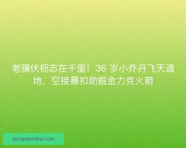 老骥伏枥志在千里！36 岁小乔丹飞天遁地，空接暴扣助掘金力克火箭